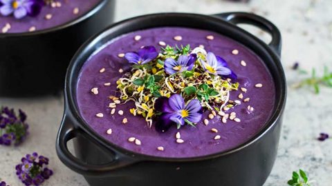 طريقة عمل شوربة البطاطا الارجوانية بجوز الهند