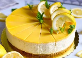 طريقة عمل تشيز كيك بارد بطبقة ليمون و ريحان فريش