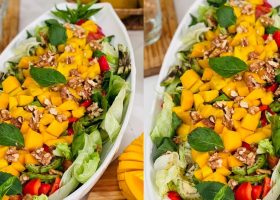 طريقة عمل سلطة مانجو مع صوص الفستق الحار والقهوة