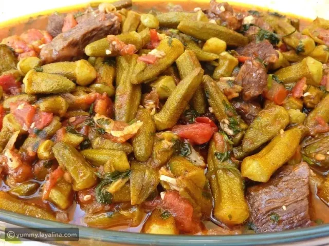 طريقة عمل البامية باللحمة على الطريقة الشامية