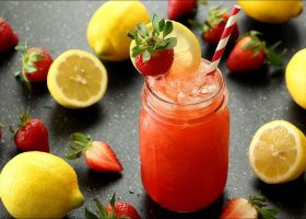 طريقة عمل ليموناضة الفراولة مع اللافندر