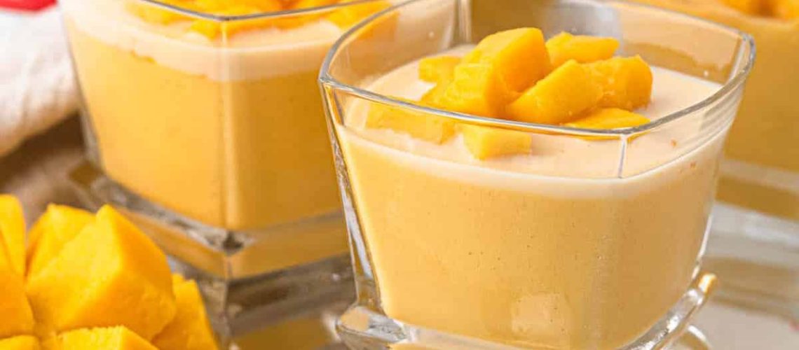 طريقة عمل حلى الكاسترد البارد بجوز الهند والمانجو