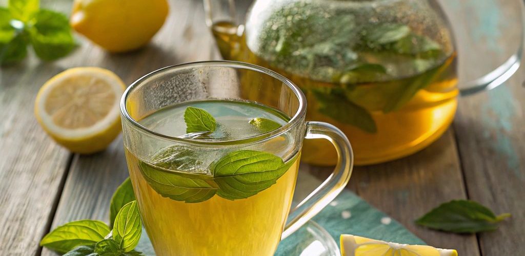 طريقة عمل مشروب الشاى الاخضر البارد بالريحان والكمثرى