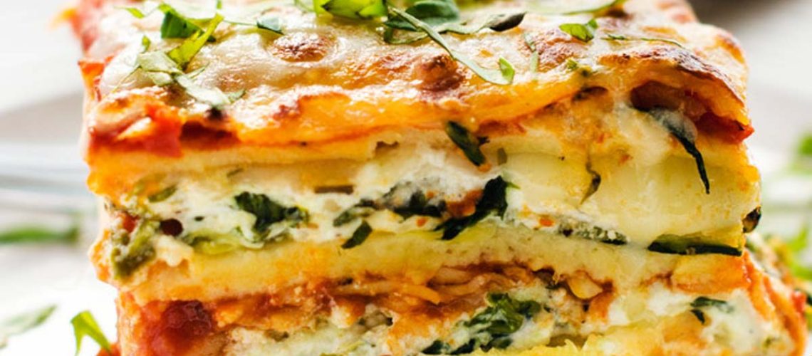 طريقة عمل لازانيا باردة بالخضار المشوى وصوص الزبادى