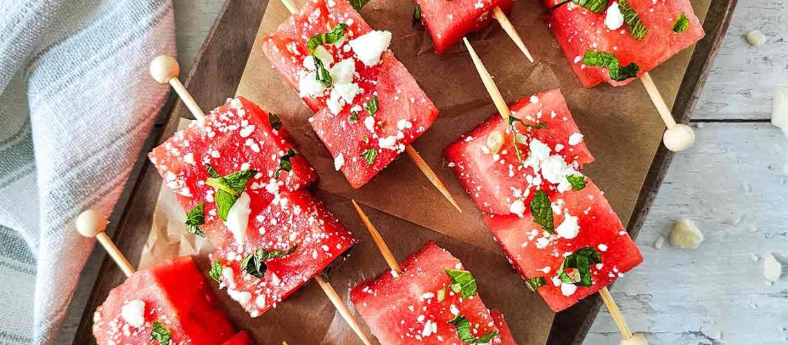 طريقة عمل تاكو البطيخ بالجبنة الفيتا والنعناع