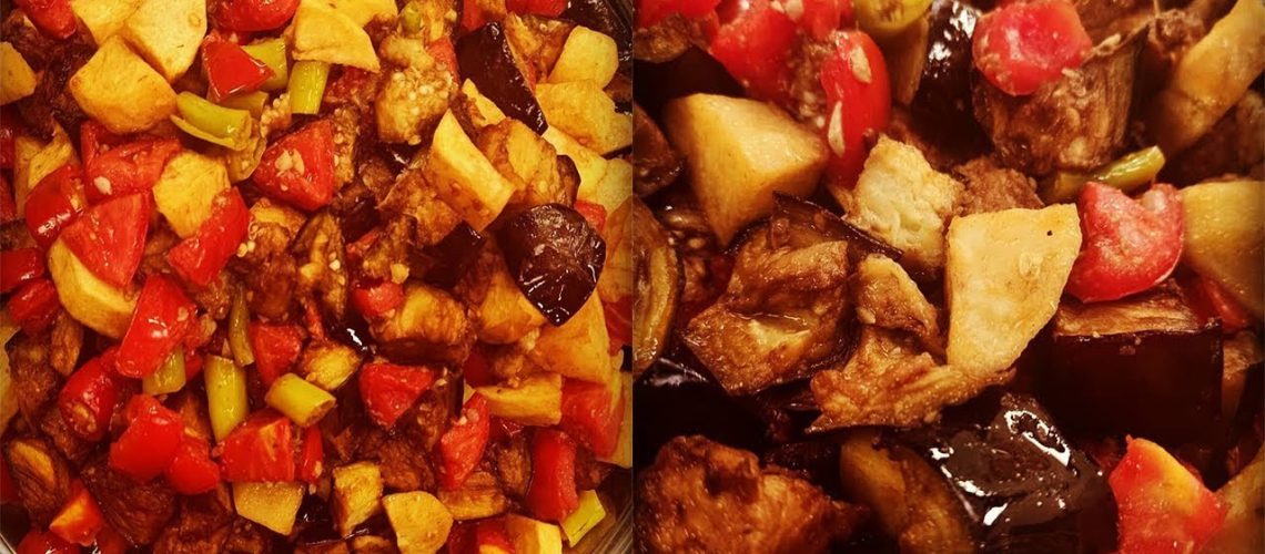 طريقة عمل طاجن مسقعة بالبطاطس الشيبسى والجبنة السايحة