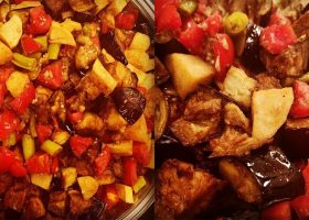 طريقة عمل طاجن مسقعة بالبطاطس الشيبسى والجبنة السايحة