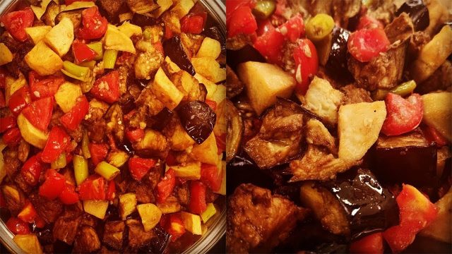 طريقة عمل طاجن مسقعة بالبطاطس الشيبسى والجبنة السايحة