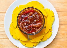 طريقة عمل سمك الغروب الكراميلى بلمسة المانجو المتفحمة