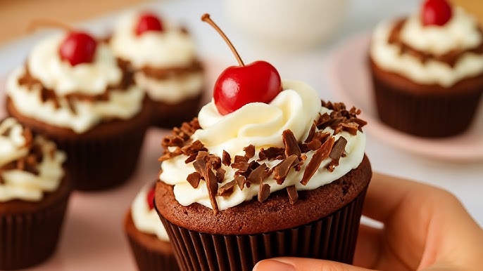 طريقة عمل كب كيك الشوكولاتة بالكرز