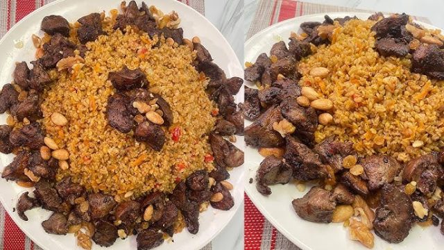 طريقة عمل فريك بالبصل المحروق وصوص الزبدة