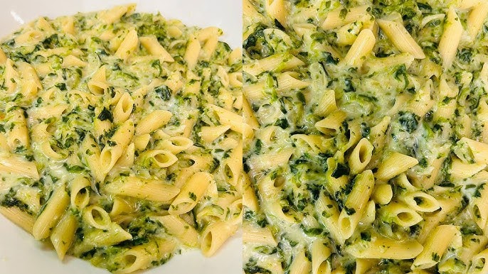 طريقة عمل طاجن المكرونة بالسبانخ والجبنة الزرقاء