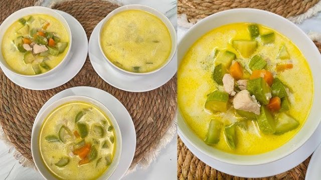 طريقة عمل شوربة الكوسة المشوية بالثوم المحمص