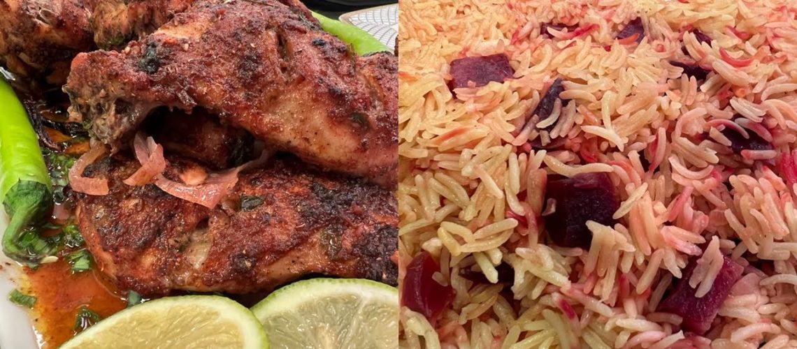 طريقة عمل أرز بالبنجر والبرتقال مع دجاج مشوى