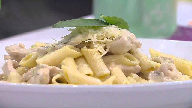 طريقة عمل مكرونة صوص الطحينة والليمون مع مشروم مشوى