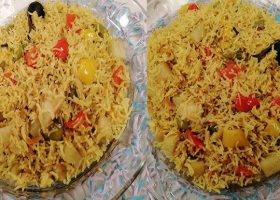 طريقة عمل أرز بالكركديه والفلفل الوردي