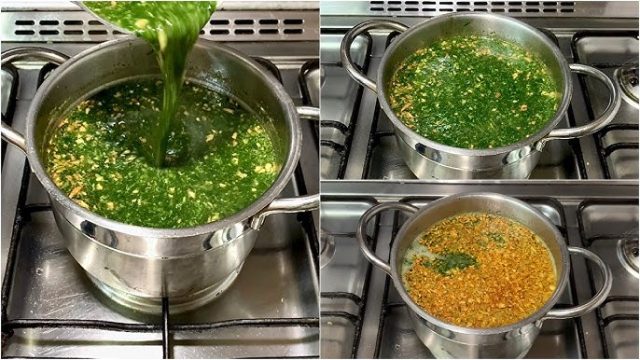 طريقة عمل طاجن ملوخية ناشفة بالثوم والسمسم