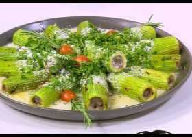 طريقة عمل صينية كوسة بصوص الزبدة والثوم المحروق