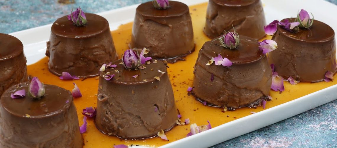 طريقة عمل كريم كراميل بالقشطة و جناش شوكولاتة داكنة