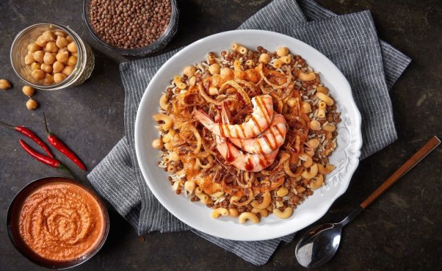 طريقة عمل كشرى وايت صوص بالكريمة والجمبري المقرمش