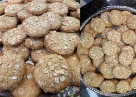 طريقة عمل بسكويت الشوفان المحشى بكريمة التمر واللوز المحمص