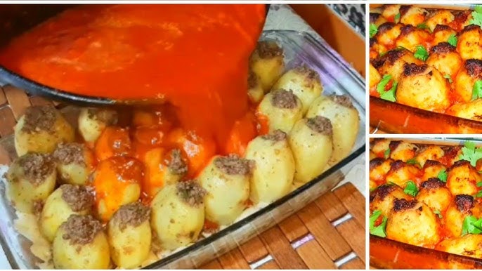 طريقة عمل شاورما بطاطس بالفرن محشية بالجبنة واللحم المفروم