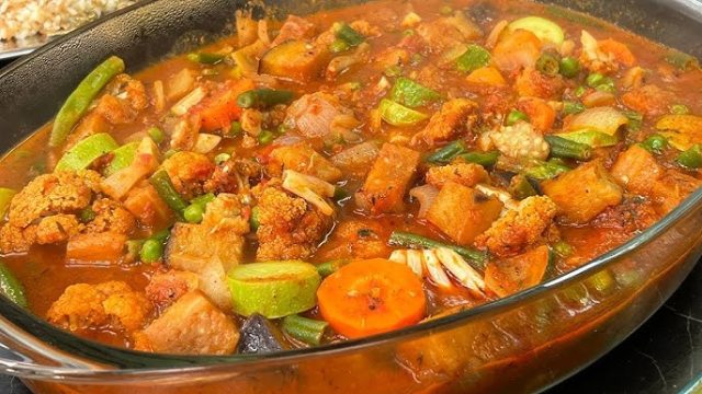 طريقة عمل طاجن خضار بصوص الليمون المحروق