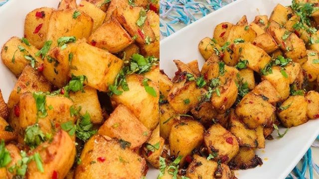 طريقة عمل البطاطس الحارة بالزعتر المجفف