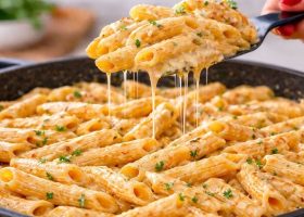 طريقة عمل مكرونة قشطة بالثوم المعمر و قشر اليوسفى