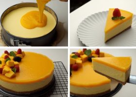 طريقة عمل تشيز كيك الموز بالكراميل بدون فرن
