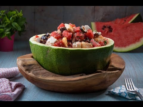 طريقة عمل سلطة بطيخ وجبن حلومى مشوى مع دبس الرمان