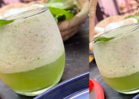 طريقة عمل سموثي كانتالوب والبرتقال وأوراق النعناع الطازج