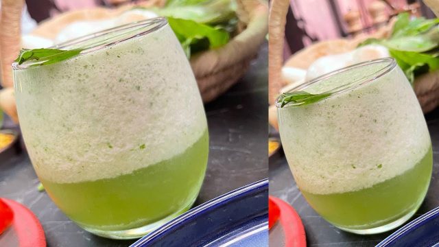 طريقة عمل سموثي كانتالوب والبرتقال وأوراق النعناع الطازج