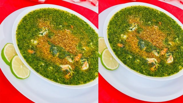 طريقة عمل طاجن ملوخية بالكريمة والجمبري المكرمل