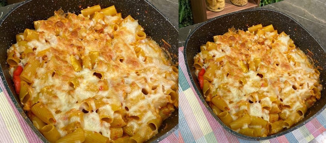 طريقة عمل مكرونة الفرن بصوص الطحينة والدجاج المدخن