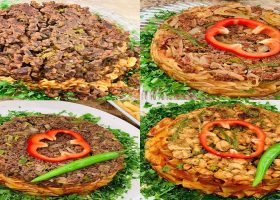 طريقة عمل طاجن مكرونة بصلصة الفلفل المشوى والكبدة الكراميل