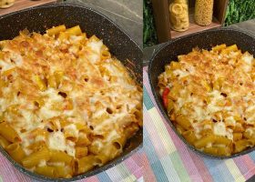 طريقة عمل مكرونة الفرن بصوص الطحينة والدجاج المدخن