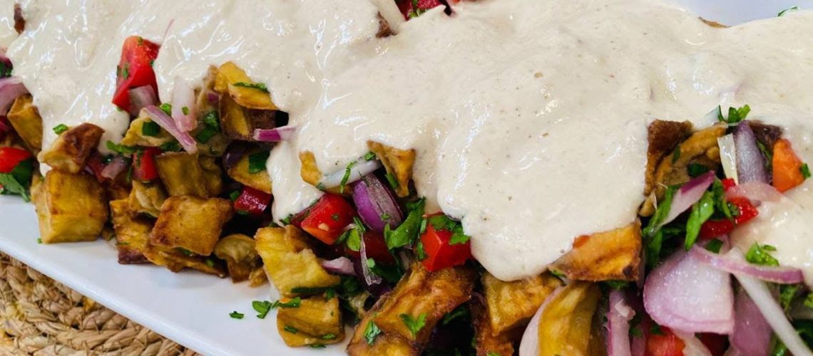 طريقة عمل سلطة الباذنجان المقلي بالزبادي