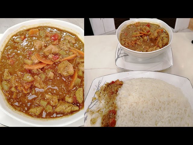 طريقة عمل ارز بالكارى والمانجا مع مكعبات الفراخ المشوية