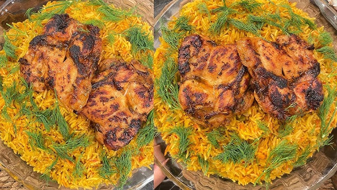 طريقة عمل أرز بسمتى بالكركم مع دجاج بصوص البرتقال