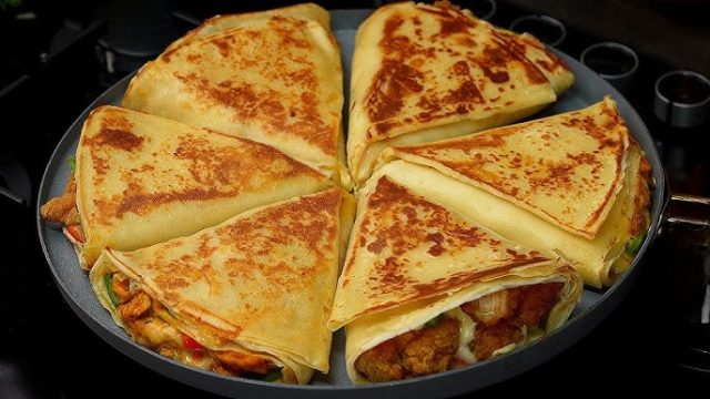 طريقة عمل كريب دجاج بصوص المشروم والكريمة