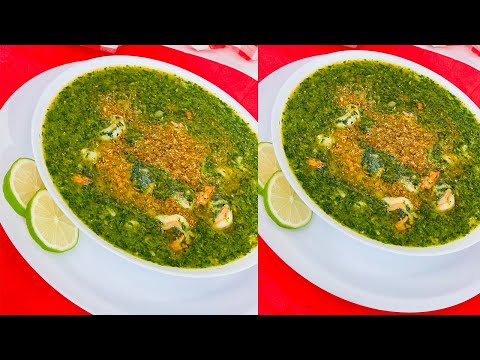 طريقة عمل ملوخية بالجمبرى ولمسة جوز الهند المحمص