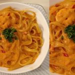 طريقة عمل مكرونة بالجمبري وصوص الليمون و الريحان الكريمي
