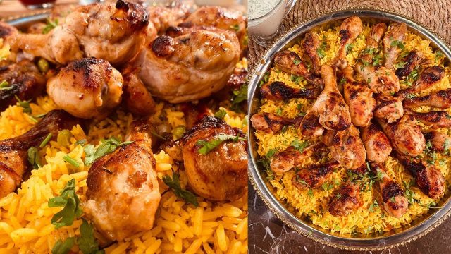 طريقة عمل ارز بالنعناع والليمون مع مكعبات الدجاج المقرمشة