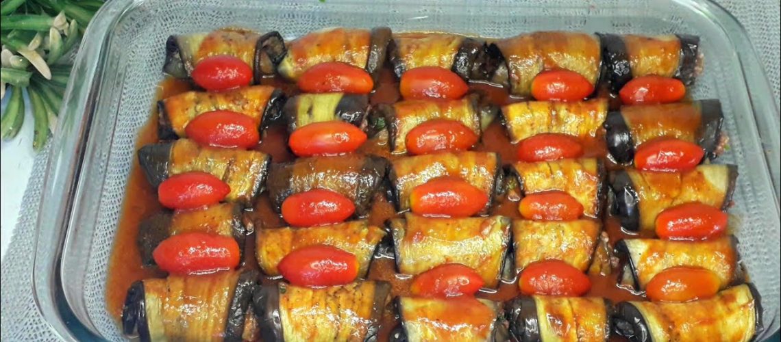طريقة عمل رول باذنجان مشوي بحشوة جبنة وخضار ربيعى
