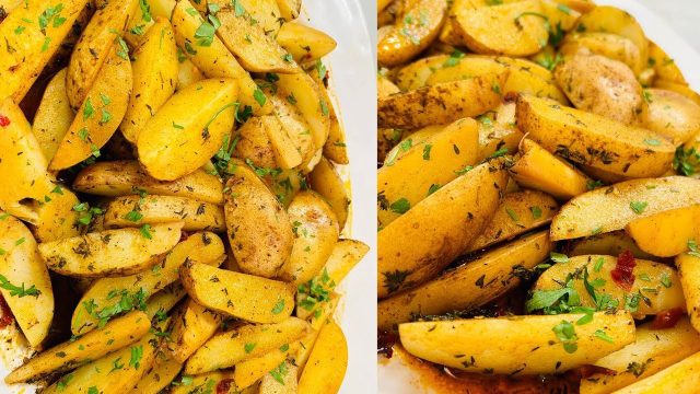 طريقة عمل بطاطس مشوية بصوص المستردة والعسل والزعتر