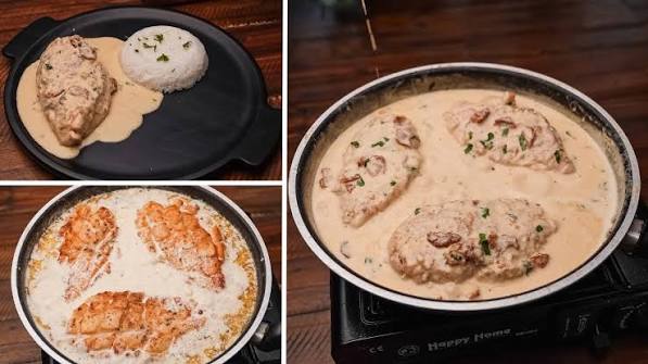 طريقة عمل دجاج البارميزان بالكريمة والطماطم المجففة
