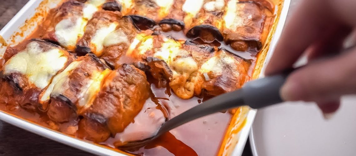 طريقة عمل رولات الباذنجان المحشية بالجبن