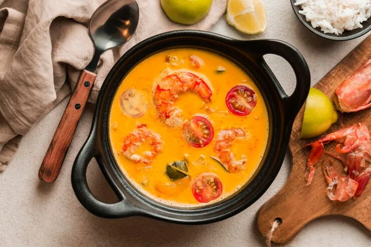 طريقة عمل شوربة مانجو حارة بالجمبرى المدخن