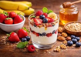 طريقة عمل أكواب الزبادي المثلجة بالخوخ والعسل